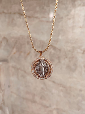 ST BENEDICT TWO TONE NECKLACE