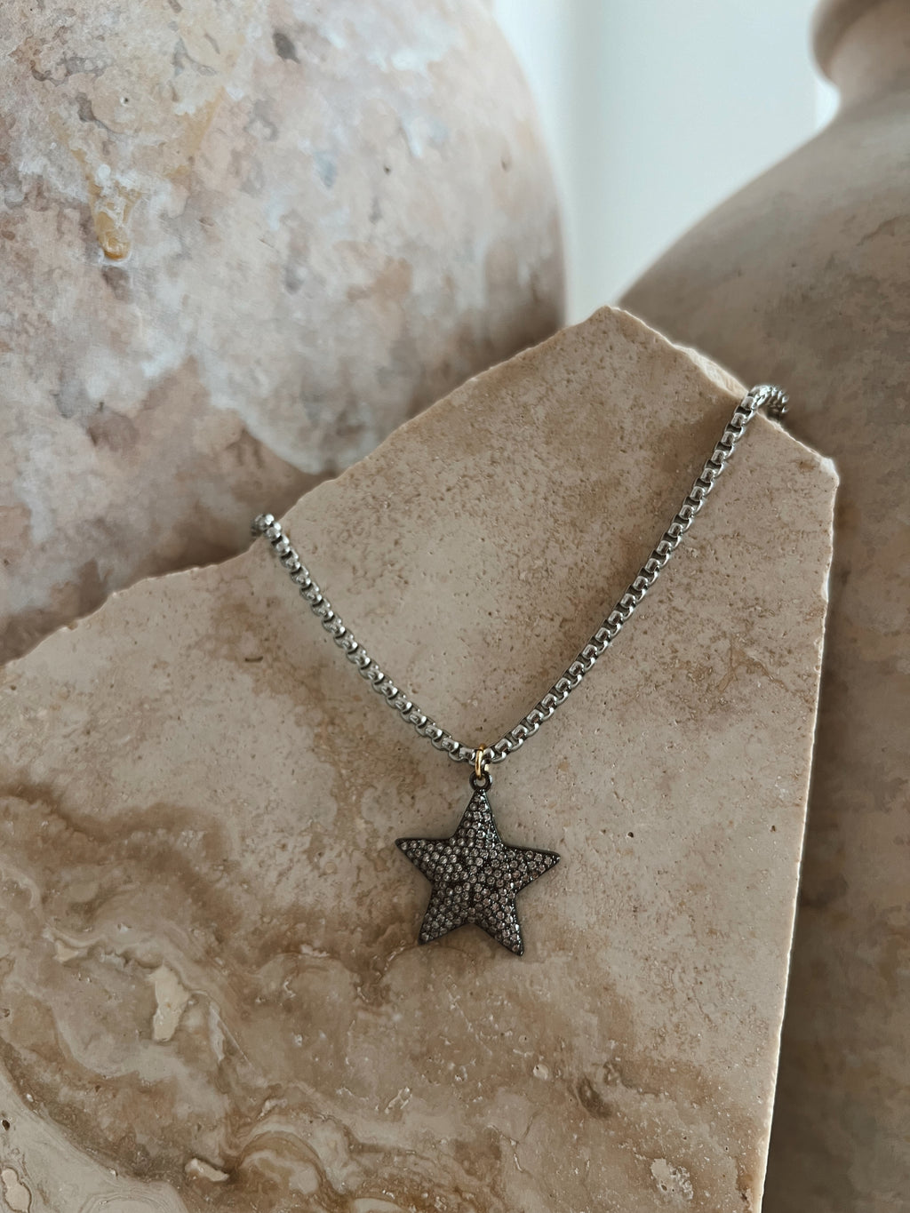 BLACK STAR DAVID NECKLACE
