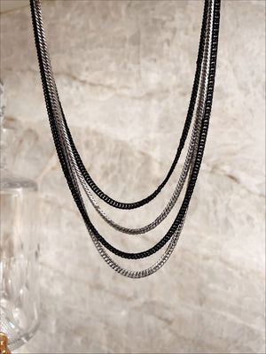 IN THE NIGHT BLACK & SILVER NECKLACE